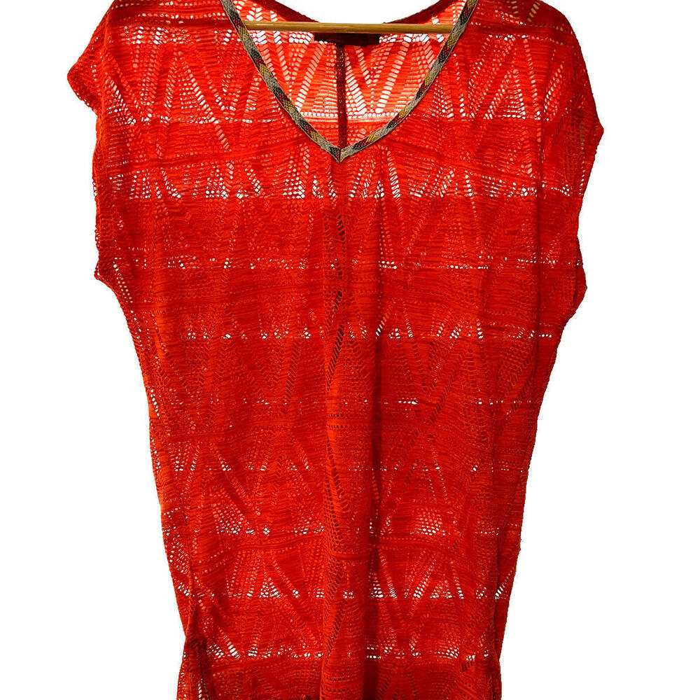 prAna Orange Mesh Coverup Women’s Small w/tassels
